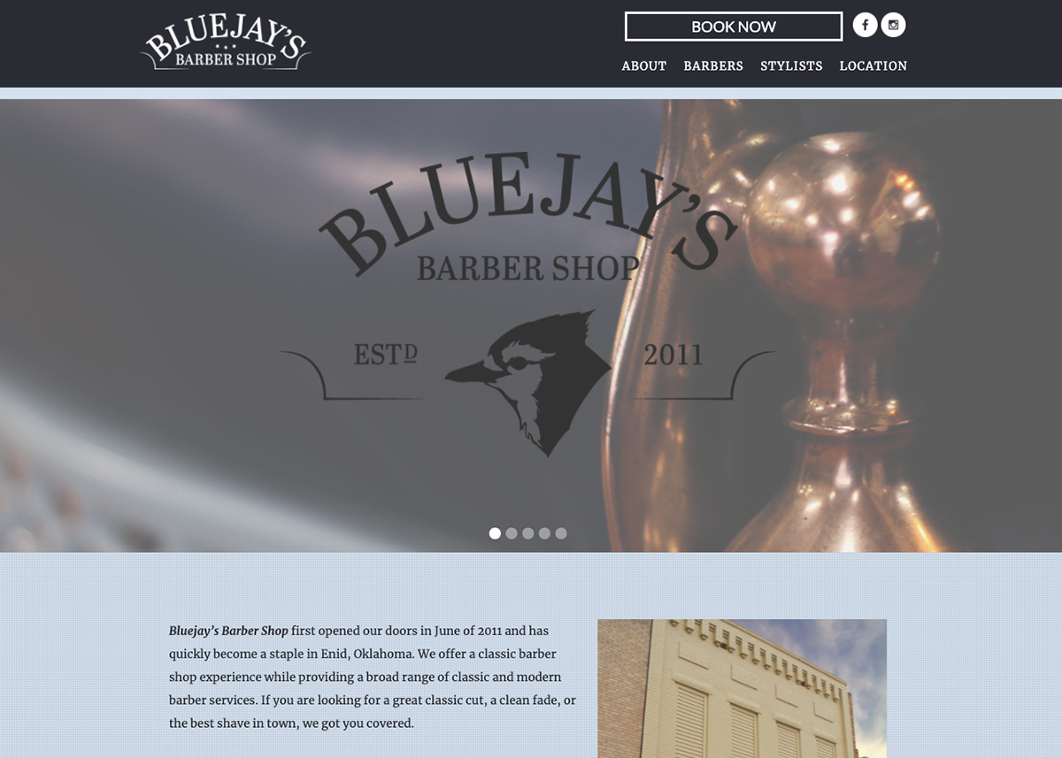 Bluejay's Barbershop Website Image